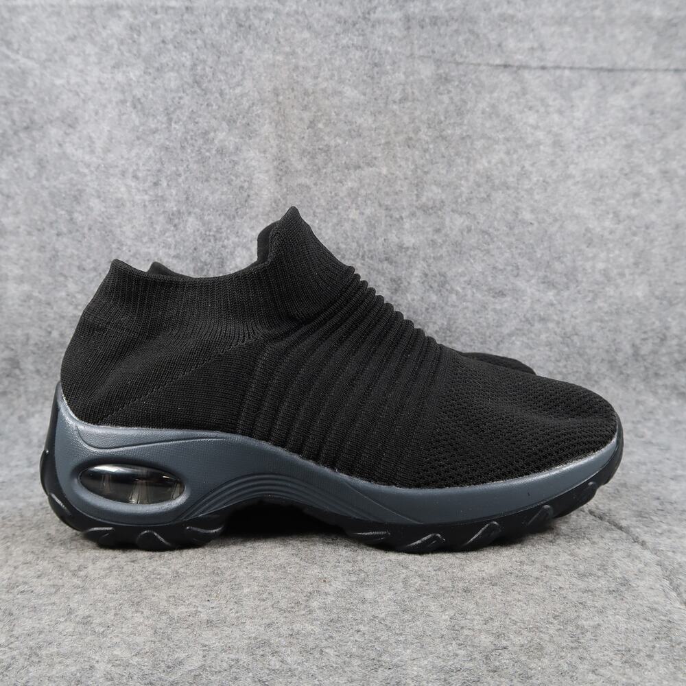 Casual Shoes Womens 5 Sneaker Slip On Knit Stretch Comfort Active Athletic Black